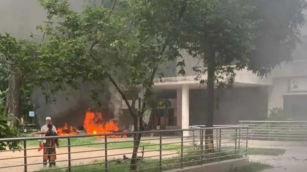 Bangladesh state TV set ablaze in deadly protests