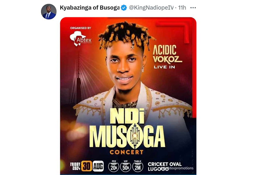Kyabazinga backs Acidic Vokoz amid driticism from Busoga tourism minister