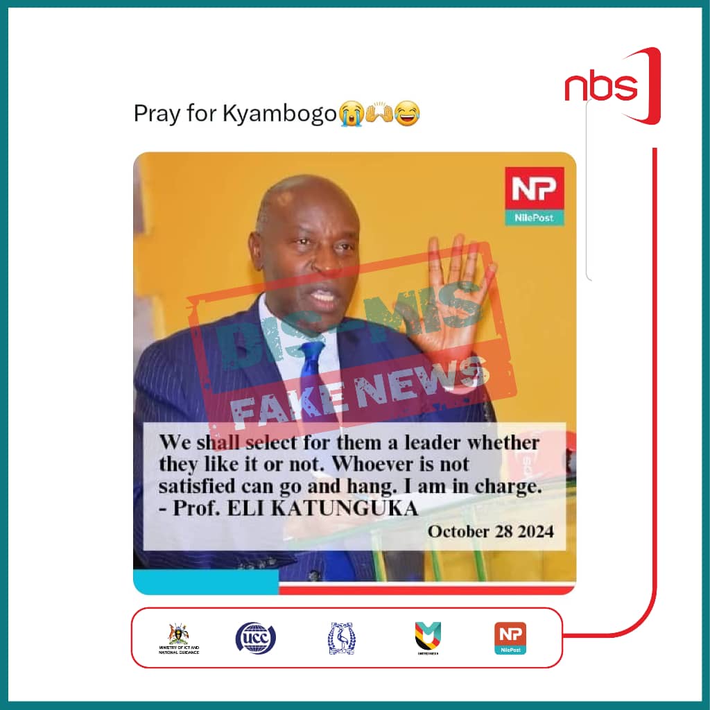 Dis-Mis debunks fake screenshot with alleged remarks from Kyambogo Vice-chancellor