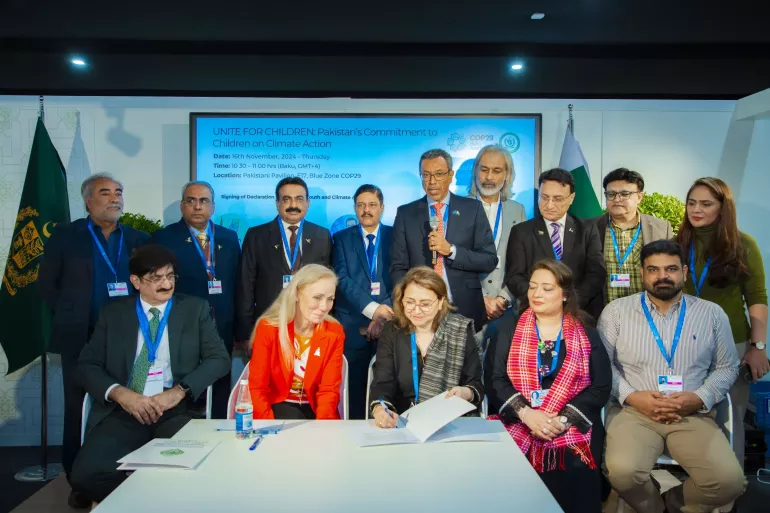 Pakistan commits to protecting 112 million children from climate risks at COP29