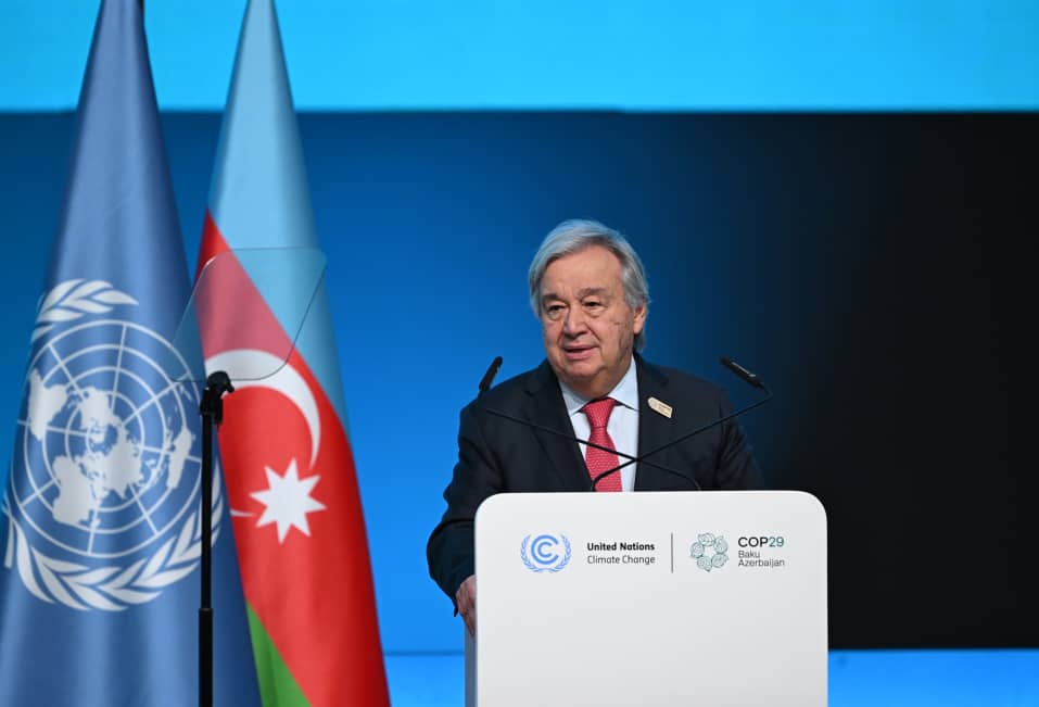 UN Secretary-General urges  leaders to act as climate clock ticks at COP29 in Baku