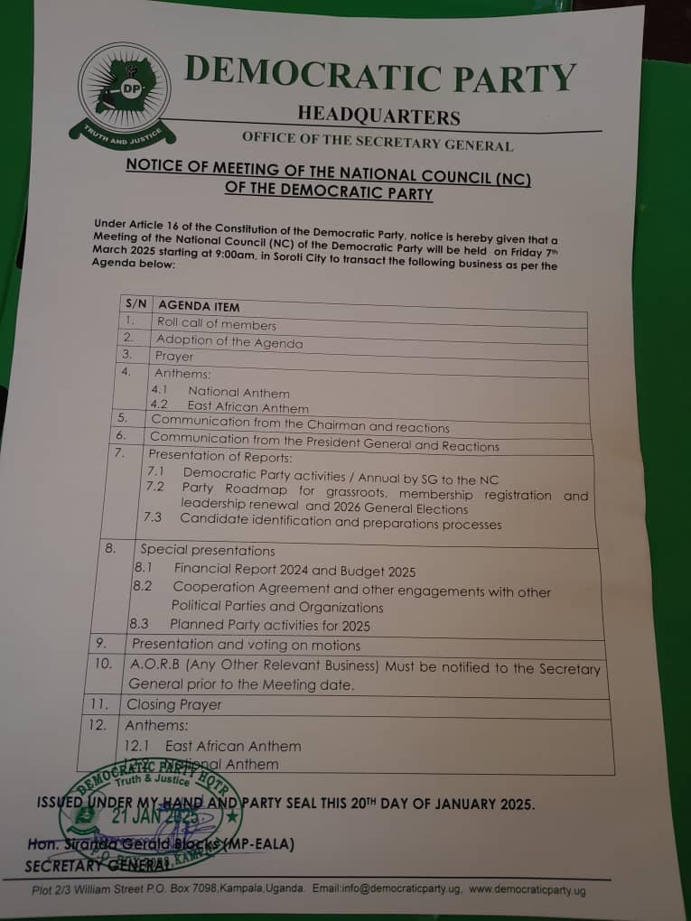 DP Schedules National Council Meeting, discuss cooperation agreement with NRM