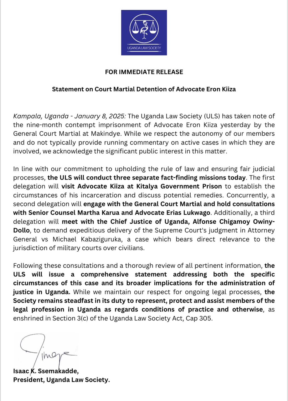 ULS probes Eron Kiiza’s 9 month Court Martial sentence