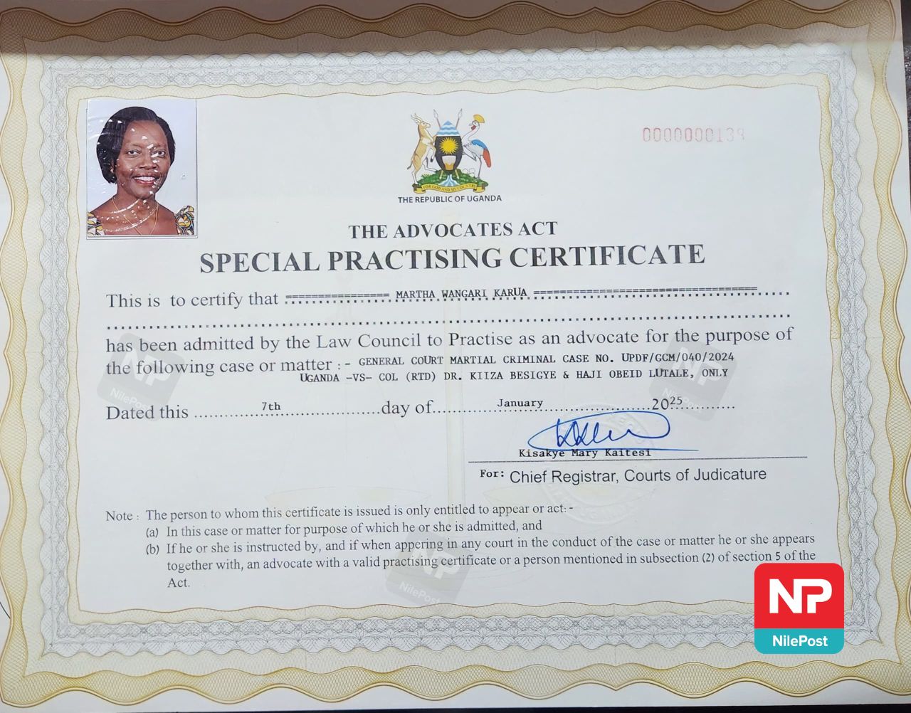 Karua Finally Signs Special Practicing Certificate to Represent Besigye