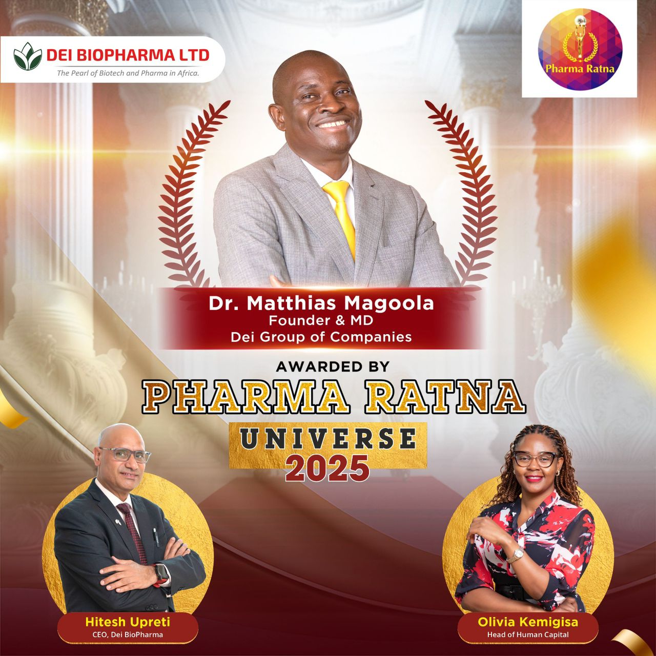 Dei Biopharma's Dr. Magoola Takes Top Indian Award Over Cancer Treatment Vision