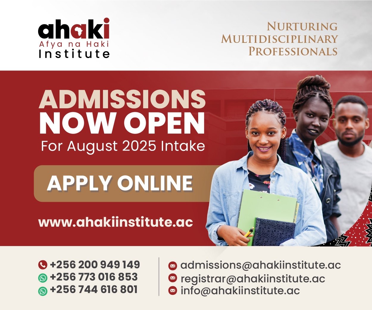 Ahaki Institute Opens Admissions for August 2025 Intake in Sexual and Reproductive Health