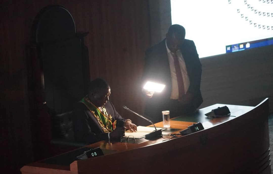 Mnangagwa Storms Out of Parliament After Power Blackout During SONA