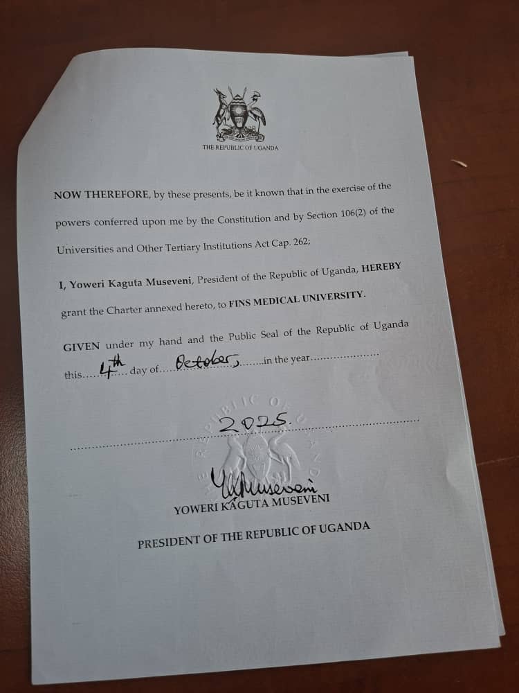 President Museveni Grants Charter to Fins Medical University