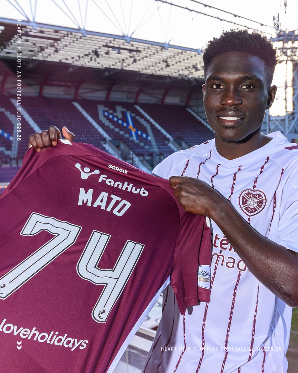 Scottish Premiership Leaders Hearts Unveil Cranes Forward Rogers Mato