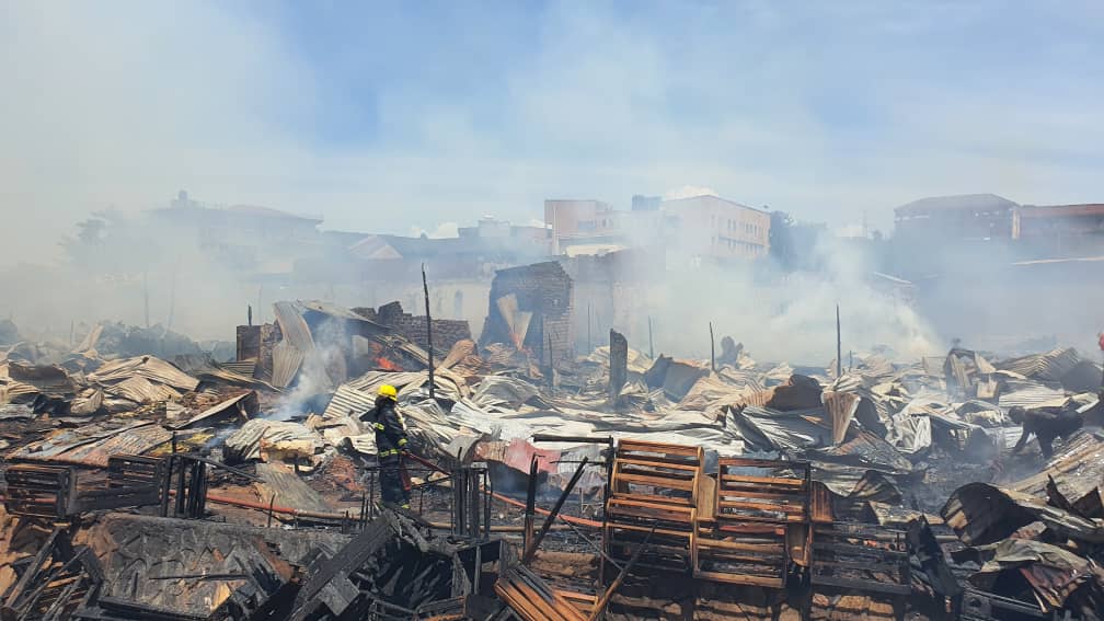 BREAKING: Fire Guts Furniture Workshop in Kalerwe