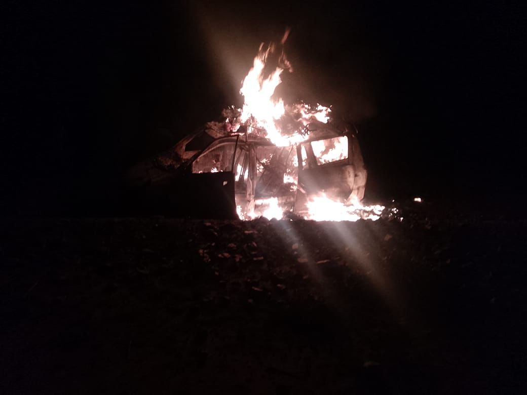 One Seriously Injured as Kenyan-Registered Vehicle Catches Fire in Amudat