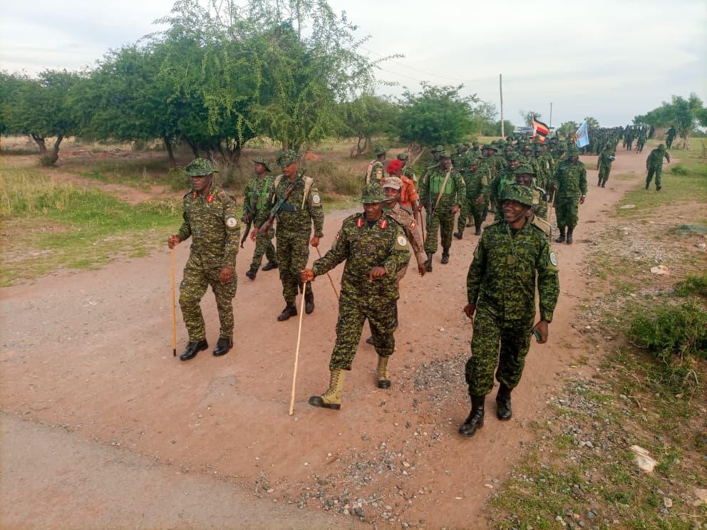 UPDF 15 Marines Brigade Commander Emphasises Readiness, Public Assurance During Route March in Buliisa