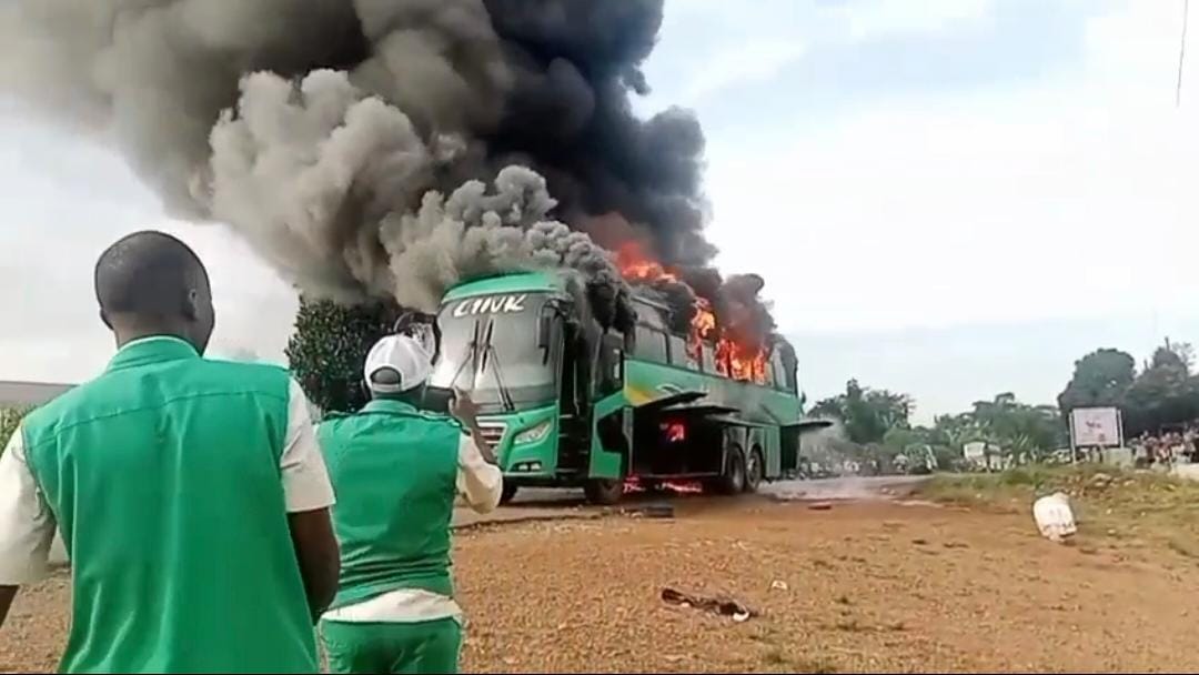 Police Investigate Link Bus Fire Along Kampala–Mubende Road