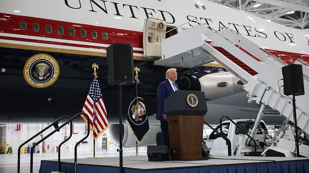 Trump unveils Qatari luxury jet for Air Force One fleet