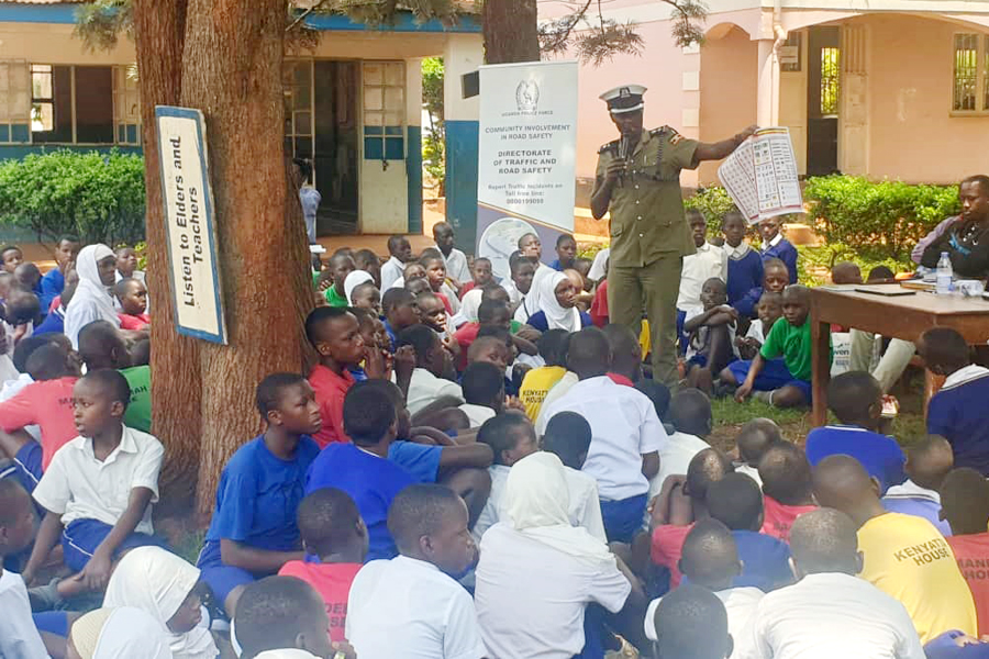 Police take road safety campaign to Jinja schools