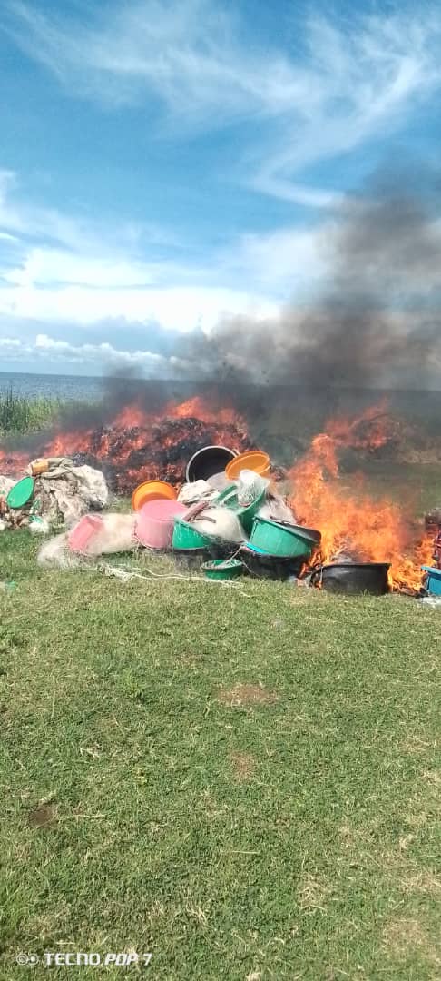 Fisheries protection unit destroys illegal Fishing gear valued at Shs 423m