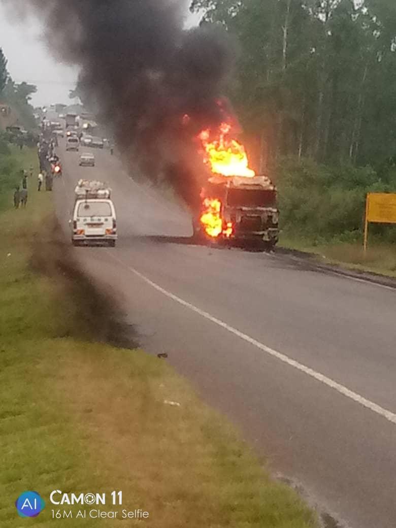 Traffic disrupted as fuel tanker catches fire along Mityana road