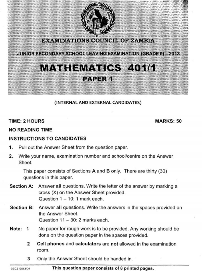 Zambia cancels maths exams after leakage of questions - Nile Post