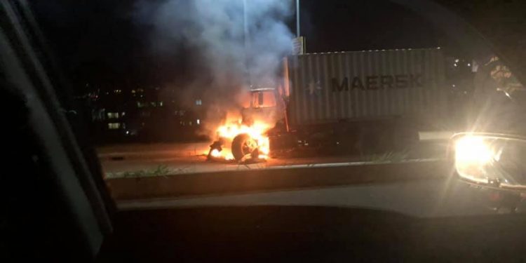 Trailer truck that crashed cars in Kira Road accident, burnt five days ...