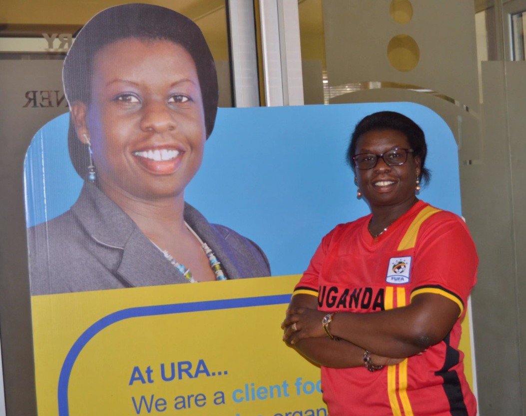 URA Commissioner General Doris Akol cheering the Uganda Cranes in the Africa Cup of Nations