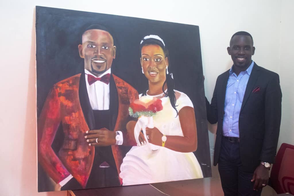 A fan of the couple painted a portrait to celebrate the nupitals 