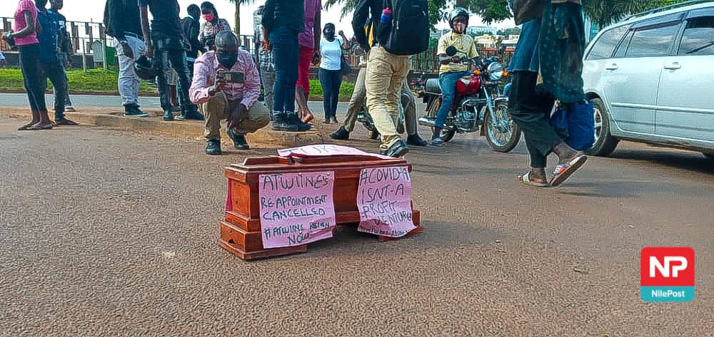 Coffin with written demands that Dr Atwine resign dropped near Mulago hospital