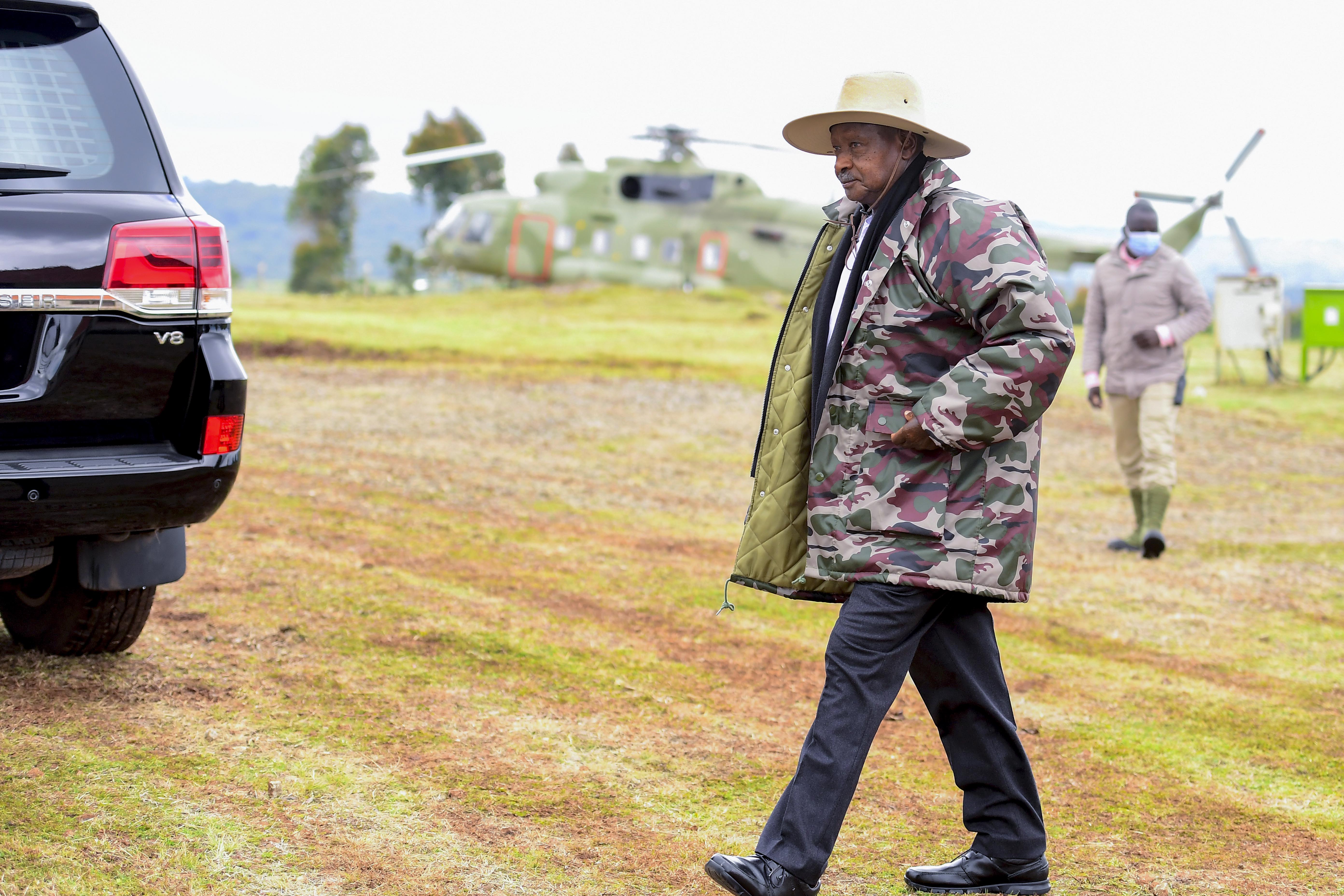 Museveni angered by road,  calls it a swimming pool, promises to deal with those involved