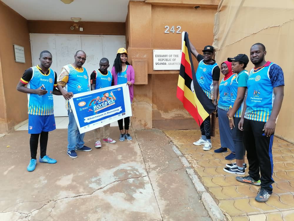 Amb.Dickson Ogwang leads Ugandans in Khartoum in Rotary cancer run
