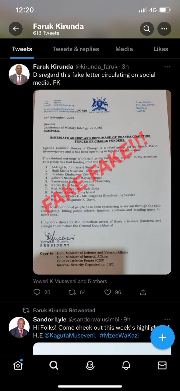 State House dismisses as fake letter ordering for arrest of  businessmen for "funding" a rebel group