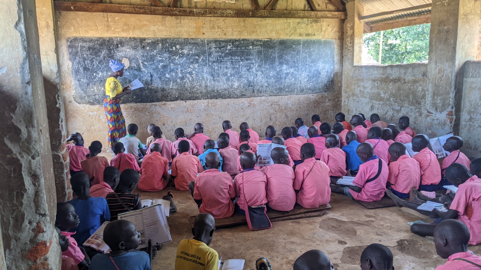 Learning Crippled at Ajali Lajwa Primary school as desks and staff quarters lack