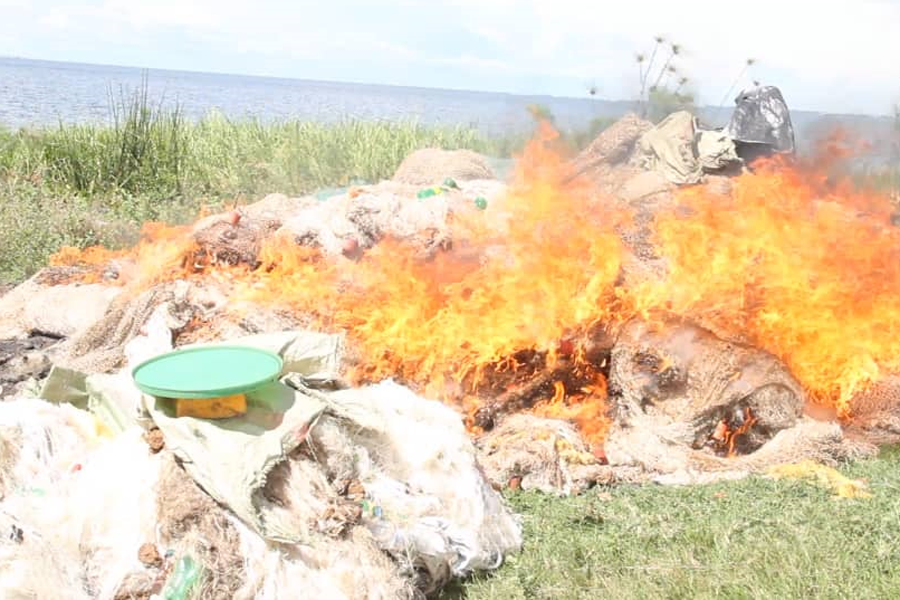 Featured image for Fisheries Protection Unit destroys illegal fishing gear worth Shs420m