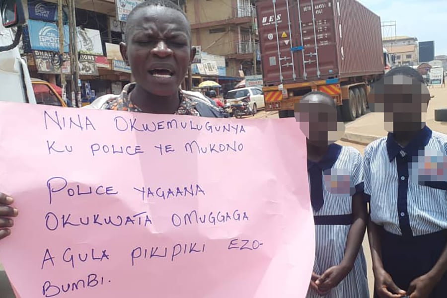 Mukono Police Arrest Boda Rider and His Two Children Protesting Over Motorcycle Theft