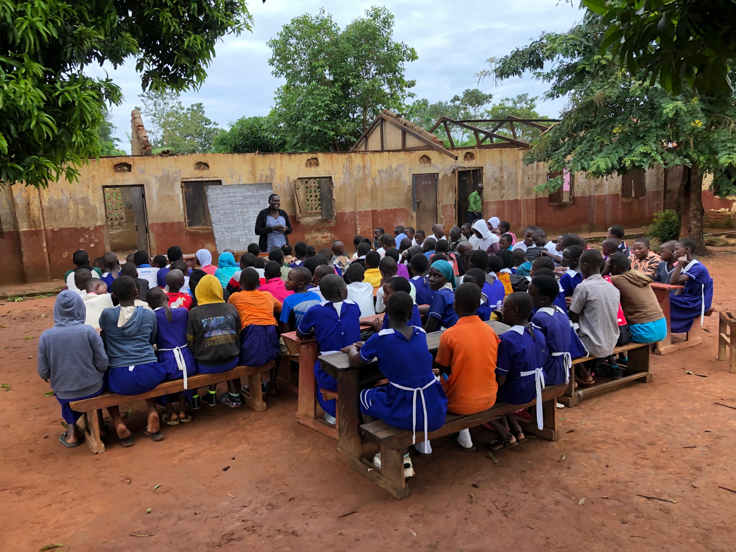 Mbale City Pupils Attend Classes Under Trees After Storm