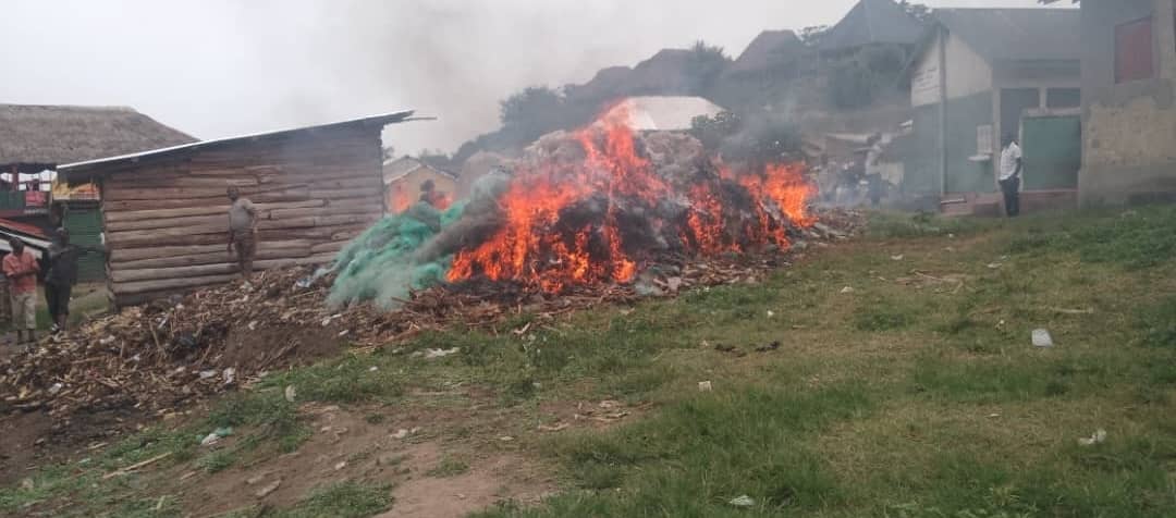 Illegal Fishing Gear Worth Shs 431M Burnt at Katunguru Landing Site