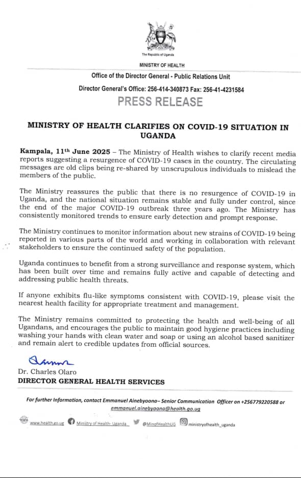 Ministry of health Dismisses Claims of COVID-19 Resurgence